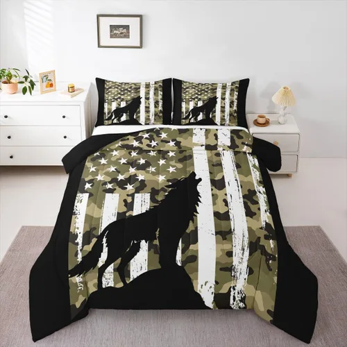 Miniatura 14 de Erosebridal Juego de ropa de cama de oso marrón, juego de edredón de animales de safari en el bosque, acuarela con relleno de edredón de vida