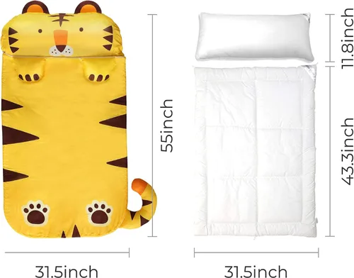 Miniatura 3 de Milo&Gabby Tom Tiger - Saco de dormir, almohada extraíble y relleno de edredón, algodón de 320 hilos