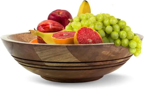Miniatura 14 de Folkulture Frutero de madera para encimera de cocina Cesta grande de frutas de plátano ecológica de 12 pulgadas para cocina Tazón de madera