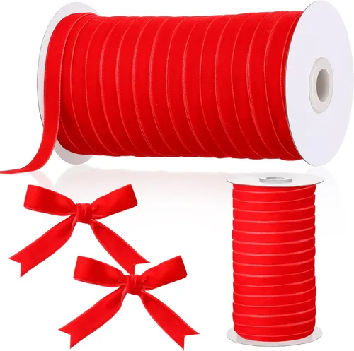 Chuangdi - Cinta de terciopelo vintage de Navidad - Carrete de una sola cara, terciopelo satinado para decoración de coronas navideñas y envoltura