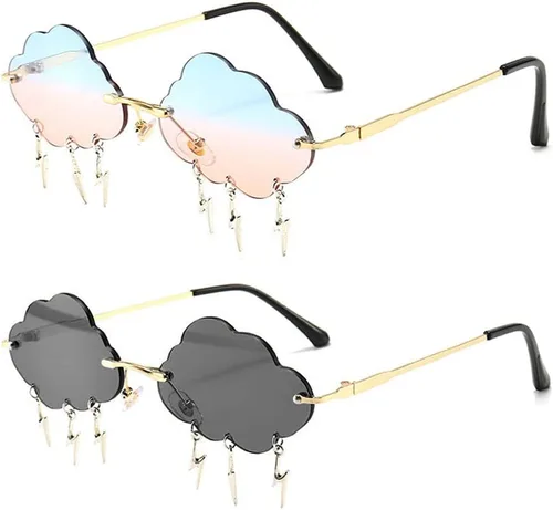 Dollger Gafas de sol sin montura para mujer, retro, coloridas, Halloween, rave, gafas de sol de los años 90, lindas gafas de sol divertidas para