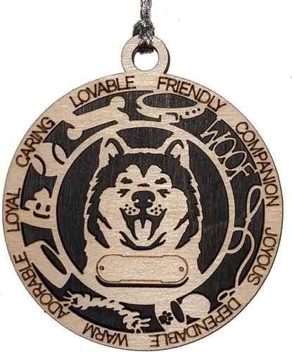 Miniatura 11 de Adorno de Navidad personalizado de madera para perro de 3 pulgadas, nombre y texto personalizables, hecho a mano en Estados Unidos, diseño de corte