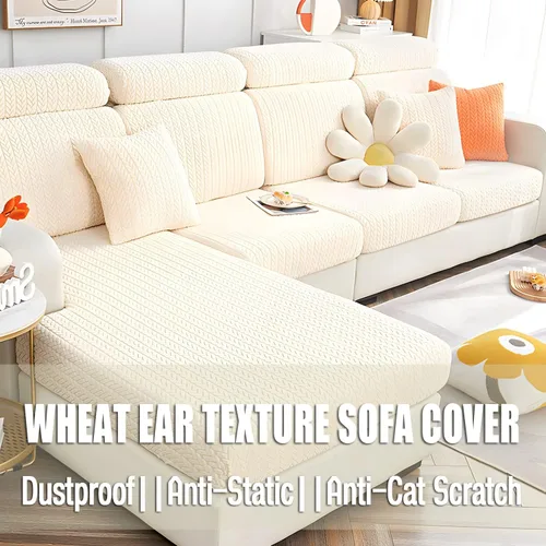 Miniatura 2 de Fundas elásticas para sofá modular en forma de L, con textura de oreja de trigo, fundas para sofá reclinable, protector de muebles antideslizante