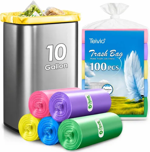 Miniatura 11 de Bolsas de basura pequeñas de 3 galones 120 unidades Bolsas de basura fuertes y coloridas, bolsas de basura pequeñas, forros para botes de basura