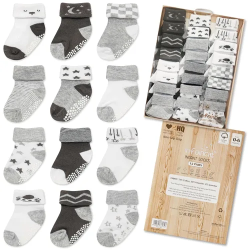 Calcetines para bebé recién nacido, 12 pares (0-6 meses), zapatos suaves y acogedores para bebé, calcetines cálidos de primera calidad, regalo para