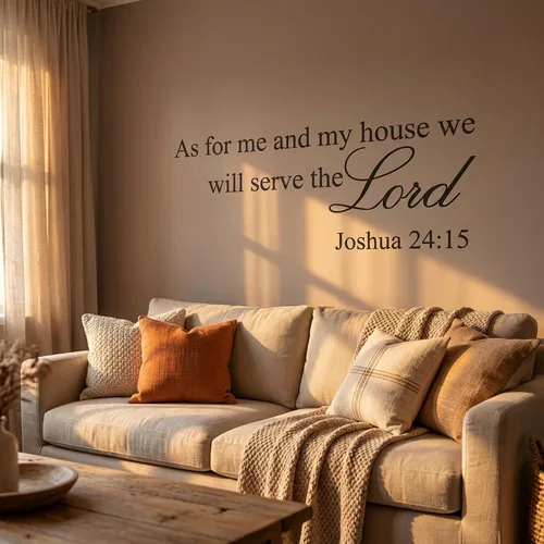 Miniatura 7 de Picniva As for Me and My House We Will Serve the Lord - Calcomanía para pared, 8 x 20 pulgadas, diseño de las Escrituras de Joshua 24:15, removible