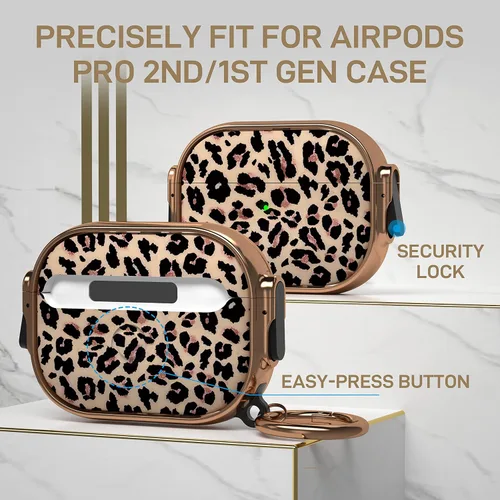 Miniatura 5 de Maxjoy Funda para AirPods Pro de 2ª/1ª generación con cerradura, bonita funda protectora rígida para AirPods Pro 2, funda protectora para AirPod Pro