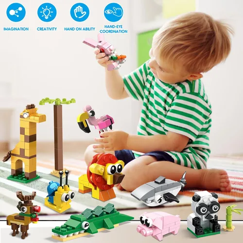Miniatura 8 de HOGOKIDS Paquete de 20 recuerdos de fiesta para niños – Juego de bloques de construcción de animales para niños, Pascua, día de San Valentín