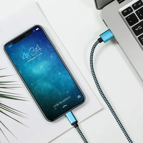 Miniatura 5 de RoFI Cable USB tipo C de 15 pies con carga rápida de 3 A, cable de carga USB C trenzado de nailon ultra largo y extremadamente duradero para Galaxy