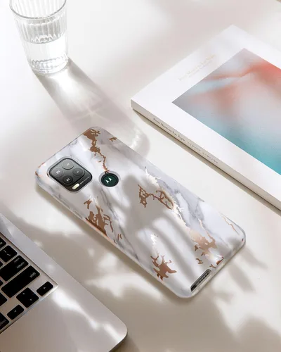 Miniatura 7 de SURITCH Funda para Moto G Stylus 5G (mármol), protector de pantalla integrado, a prueba de golpes, con purpurina