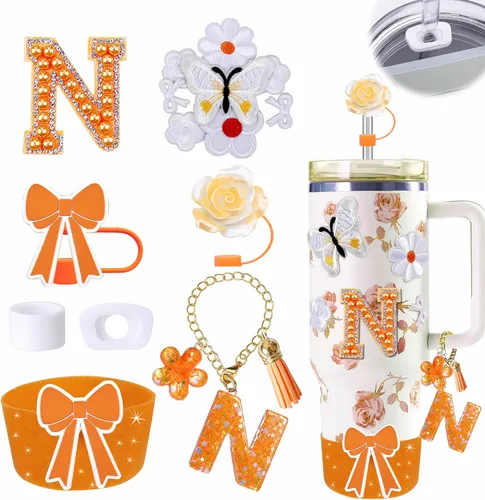 Miniatura 80 de 15 piezas de set de accesorios para vaso Stanley Cup 30oz 40oz con asa, incluye cubierta de pajita de silicona y bota, encanto de asa, encantos