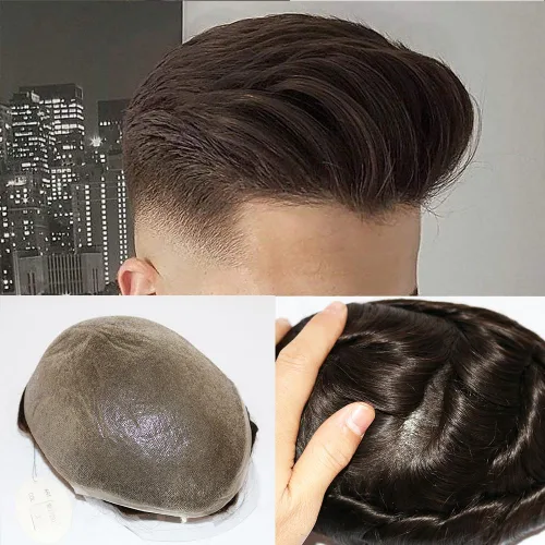 Miniatura 12 de SIMBEAUTY Cabello humano súper natural para hombre, estilo libre de tupé, 10 x 8 pulgadas, sistemas de reemplazo de cabello para hombres
