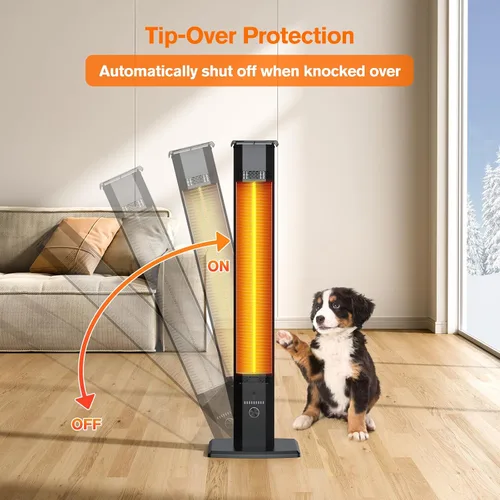 Miniatura 6 de FLOWBREEZE Calentador de patio, calentador portátil para exteriores, 1200 W, calefacción instantánea 3S, calentador infrarrojo con temporizador