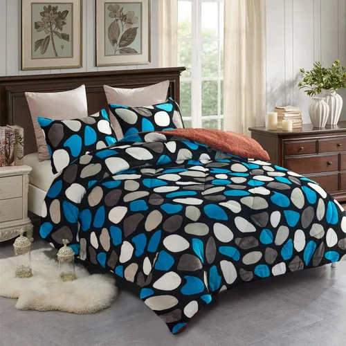 Miniatura 9 de Manta de lana JML, manta de Sherpa de 3 piezas, muy suave, cálida, estilo coreano, reversible, manta de borrego para el invierno estampada