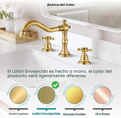 Miniatura 8 de gotonovo Grifo de baño de 3 agujeros y 8 pulgadas, grifo de lavabo de baño extendido, 2 asas cruzadas, grifo mezclador de tocador vintage con Latón