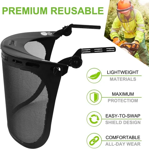 Miniatura 2 de GREEN DEVIL - Visor de malla metálica de repuesto con protector facial protector con soporte de montaje para cascos/cascos forestales/motosierras