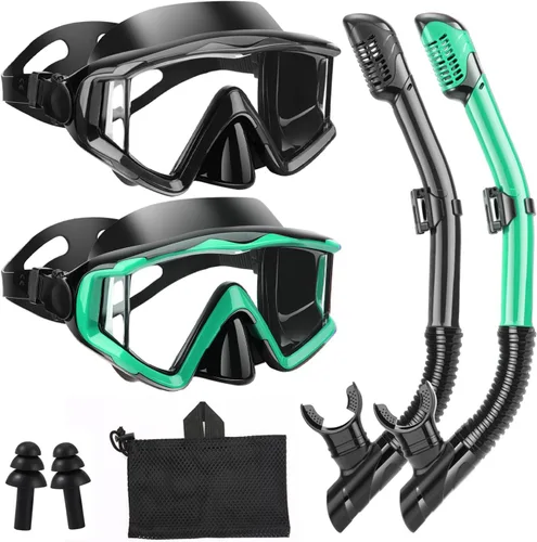 Miniatura 16 de Equipo de esnórquel para adultos, jóvenes y niños, juego de máscara de esnórquel, máscara de buceo, gafas de natación, máscara de buceo, a prueba