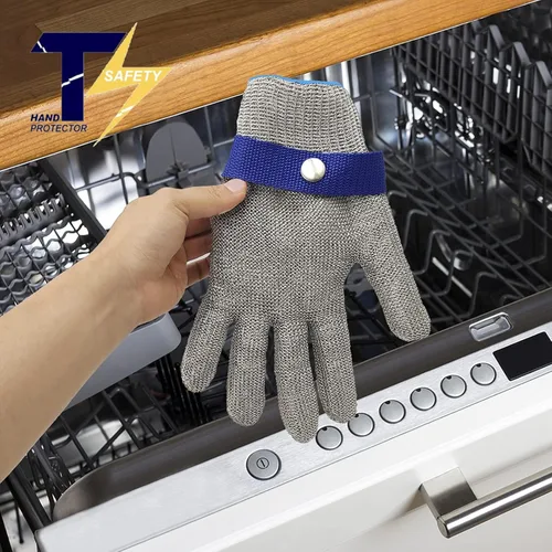 Miniatura 6 de 2.0 ANSI A9 - Guantes resistentes a los cortes de malla de acero inoxidable, guantes de alambre de metal, duraderos y resistentes al óxido, guantes