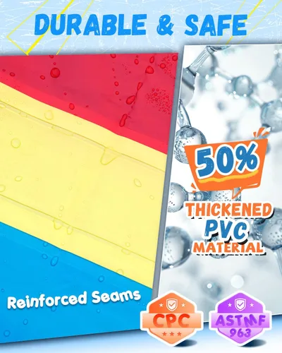 Miniatura 5 de Spring Water Tobogán acuático de 40 pies para patio trasero de niños, tobogán acuático extra largo de 2 carriles con rociador, toboganes acuáticos