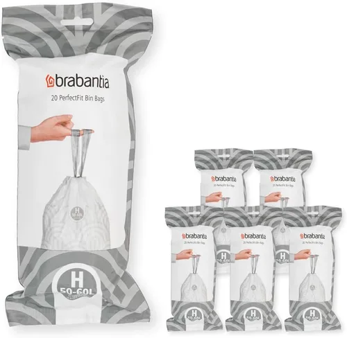 Miniatura 36 de Bolsas de basura Brabantia PerfectFit (Tamaño M/16 Gal) Bolsas gruesas de plástico para caneca de basura con asas de cordón (40 bolsas)