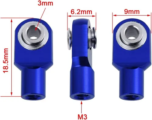 Miniatura 2 de Extremos de barra cortos a control remoto con bolas huecas de metal de aluminio para autos Traxxas RC, repuesto de 2742X (paquete de 4) (azul marino)