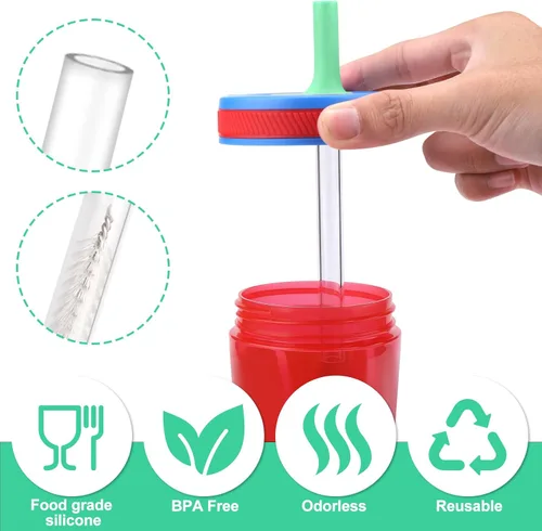 Miniatura 5 de XANGNIER Pajitas de repuesto y válvula de mordida compatible con Zak Designs Kelso botella de agua de 15 onzas, 4 popotes de silicona con cepillo