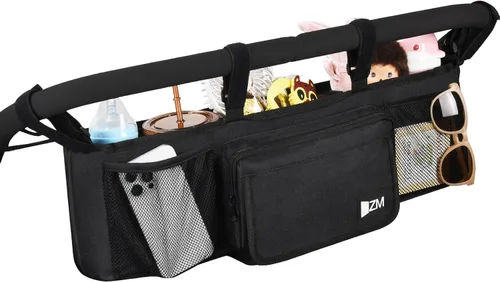 ZZM Organizador de cochecito doble para Bob Duallie y Baby Jogger City Mini GT2, accesorios para cochecito doble con 2 bolsillos enfriadores,