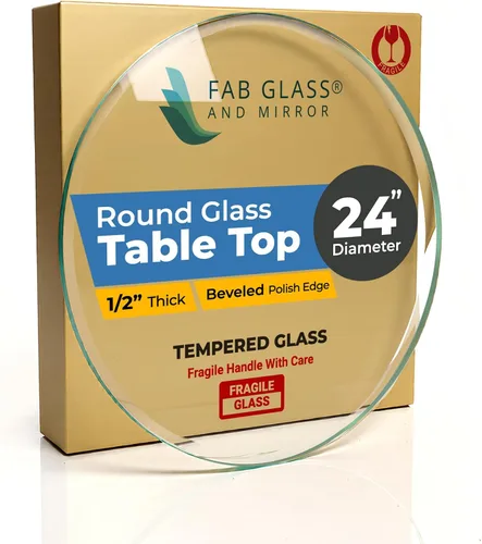 Miniatura 66 de Fab Glass - Mesa redonda de cristal de 48 in, grosor de 3/4 in, cristal pulido plano templado, Vidrio, Transparente