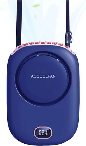 Miniatura 8 de AOCOOLFAN Ventilador de cuello portátil, mini ventilador de mano personal pequeño recargable por USB de 3 velocidades para niñas, niños y mujeres