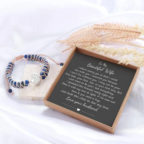 Miniatura 6 de JoycuFF Pulseras de piedra natural para hombres y mujeres, regalos de pareja para novia, novio, esposa, marido, joyería de amistad para él o ella