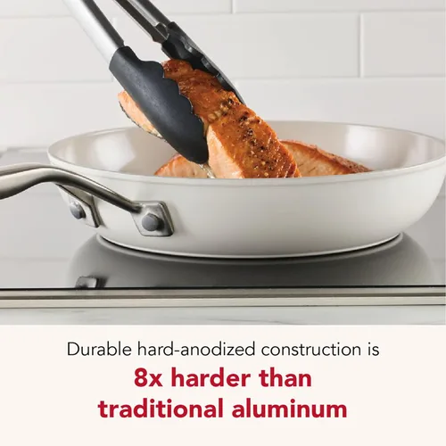 Miniatura 3 de KitchenAid Ollas y sartenes antiadherentes de inducción de cerámica anodizada dura con cacerolas, sartenes, olla y tapas, aptas para lavavajillas