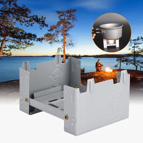 Miniatura 9 de Estufa de camping plegable portátil para cocinar al aire libre, ligera de bolsillo y tableta de combustible, ideal para senderismo, picnic, barbacoa