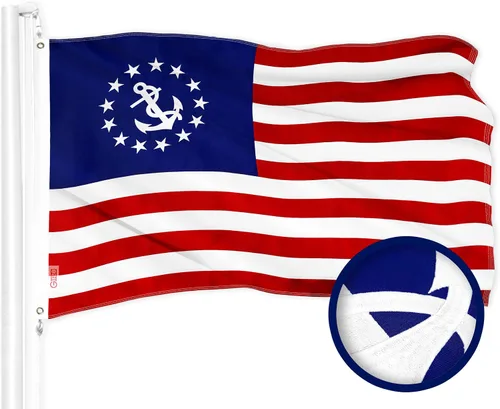G128 Bandera de bandera de yate de Estados Unidos, 16 x 24 pulgadas, serie ToughWeave bordada de poliéster 300D, bandera náutica, estrellas