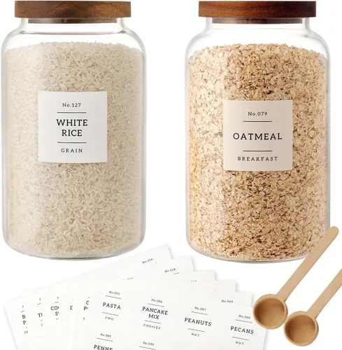 CZSZYGHBAO 2 piezas de tarro grande de vidrio con tapa hermética, tarros de vidrio para almacenamiento de alimentos para té, especias, cereal, 94.7