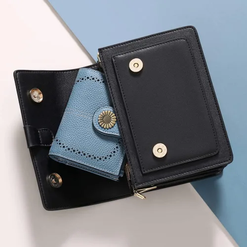 Miniatura 120 de SENDEFN - Billetera pequeña de piel auténtica para mujer, diseño plegable con ventana para tarjeta de identificación