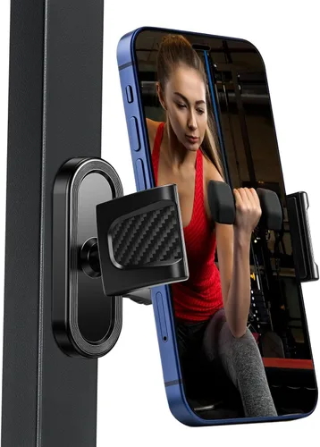 Soporte magnético para teléfono para gimnasio, ajustable en 360° | Soporte de teléfono para gimnasio con base magnética fuerte, compatible con todos