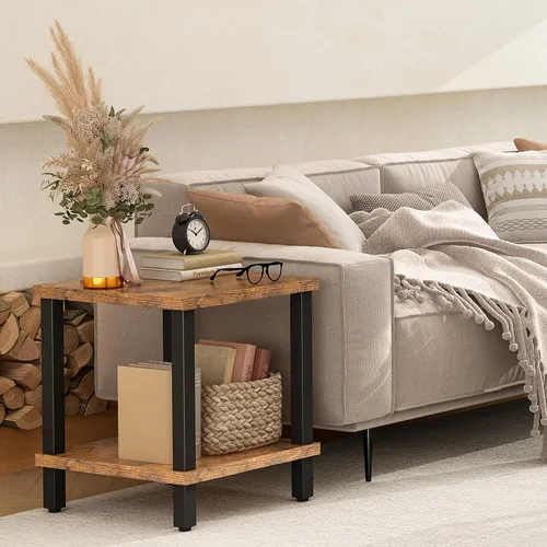 Miniatura 2 de MMEOLUOOK MLBZ06R - Mesa auxiliar cuadrada grande para sofá, mesa de centro industrial de 20 pulgadas, mesa de noche con estante de almacenamiento