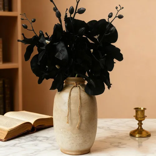 Miniatura 6 de Juego de 5 orquídeas artificiales artificiales de tacto real, orquídea de mariposa, orquídea bailarina de seda para boda, hogar, centro de mesa Negro