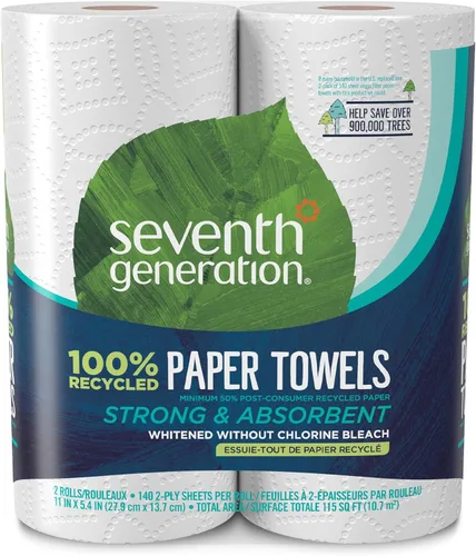 Miniatura 6 de Seventh Generation Paquete de 4 toallas de papel de 2 capas, 100% papel reciclado, 6 rollos