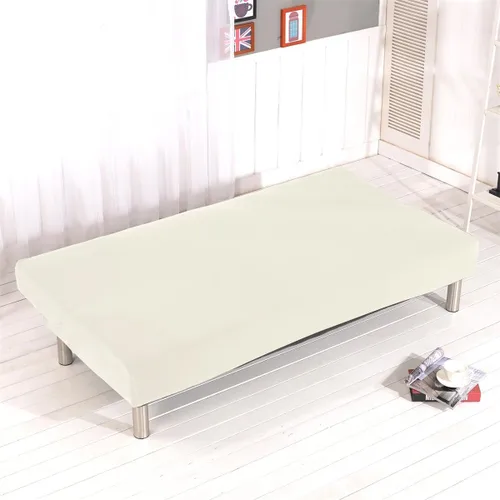 Miniatura 5 de Funda de sofá cama sin brazos de color liso de poliéster y elastano, elástica, para futón, 3 plazas, elástica, plegable, se adapta a sofá cama