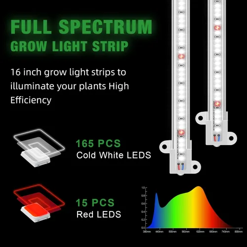 Miniatura 4 de Wiaxulay - Tiras de luz LED para cultivo de plantas de interior, luz de crecimiento de espectro completo de 6000K, lámpara solar con temporizador