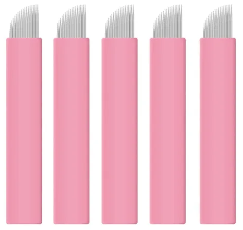 Miniatura 9 de XIAOYU 50 agujas desechables para microblading de cejas, cuchillas de maquillaje de microcuchillas de tatuaje para suministros de maquillaje
