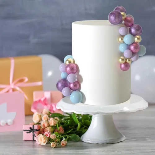 Miniatura 4 de ASTARON 50 piezas de palitos para topper de pastel con bolas mini, globos para decoración de pastel, suministros de espuma, bolas para decoración