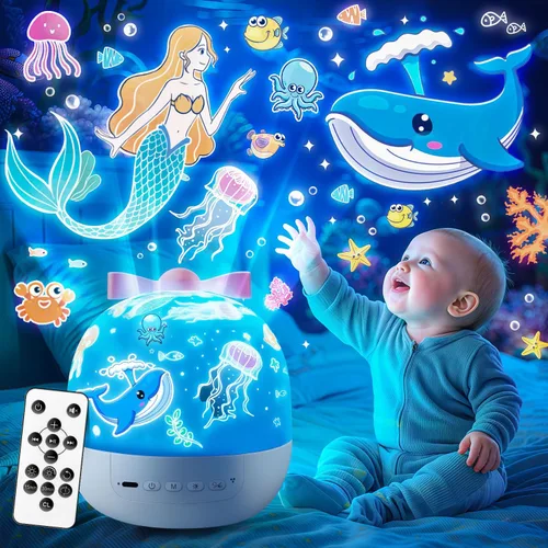 Miniatura 9 de Luz de huevo de dinosaurio para máquina de sonido de guardería 15 sonidos para dormir+películas de 12HD+rotación de 360° Regalos de dnio
