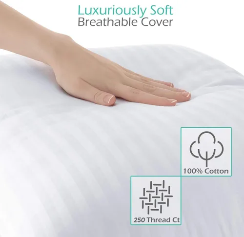 Miniatura 4 de Nestl Almohada corporal para adultos – Almohada larga para cama – Almohada de embarazo alternativa de plumón – Almohada 100% algodón con relleno