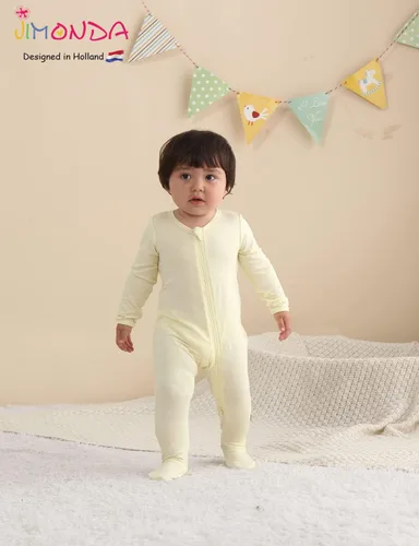 Miniatura 37 de Jimonda Pijama de bambú para bebé, unisex, para niños y niñas, de una pieza, manga larga, cierre de cremallera de 2 vías, mameluco
