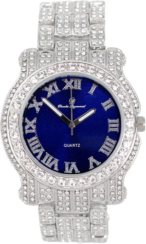 Miniatura 79 de Charles Raymond Bling-ed Out Ultimate Hip Hop Royalty Reloj para hombre con número romano de fácil lectura o indicadores de tiempo de diamantes