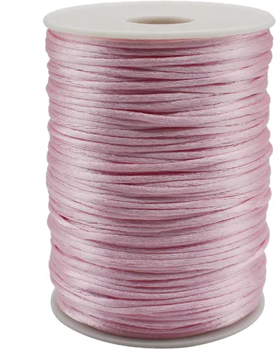 Miniatura 10 de Cordón de nailon blanco satinado de 0.039 in x 109 yardas de seda satinada para pulseras, collares, fabricación de joyas, nudos chinos, macramé