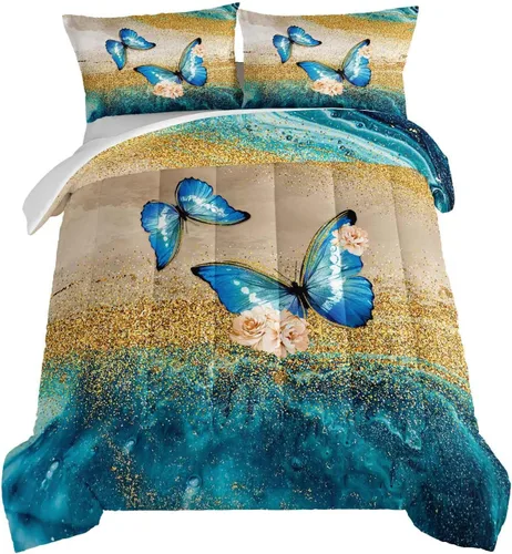 Miniatura 11 de HOSIMA Juego de edredón de tortuga marina, juego de edredón con temática de playa costera tamaño Queen para niños, adolescentes y niñas, decoración