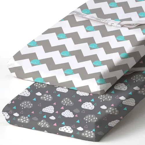 Miniatura 12 de Pack n Play Sheets, BROLEX 2 Pack Mini Crib Sheets,Stretchy Portable Fitted Playard Sheet Set, Convertible Playard Mattress Cover,Ultra Soft